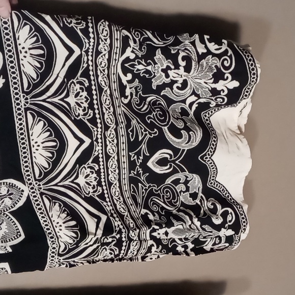 Flying Tomato Black/Cream Wide Leg Rayon Pants w Front Tie L - Picture 6 of 7